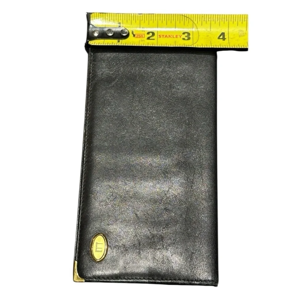 Authentic Dunhill Black Oxford Leather Bifold Long Wallet Made In France